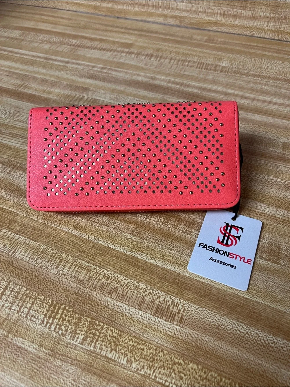 Coral Studded Women's Vegan Leather Wallet